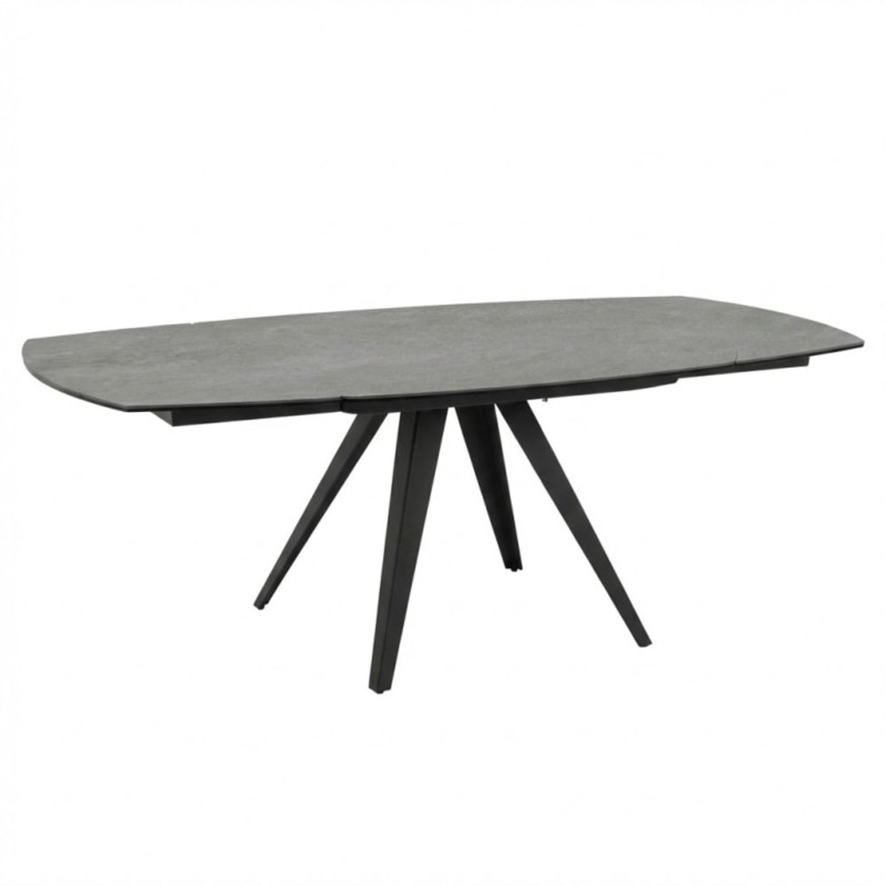 Table extensible ovale 120/180 cm céramique gris béton