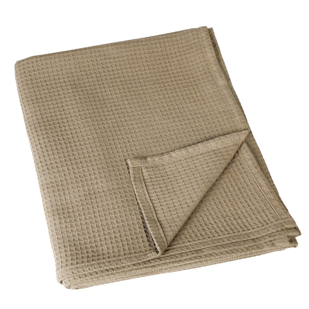 Plaid en nid d'abeille coton taupe 125x180 cm Plaid en nid d'abeille coton taupe 125x180 cm