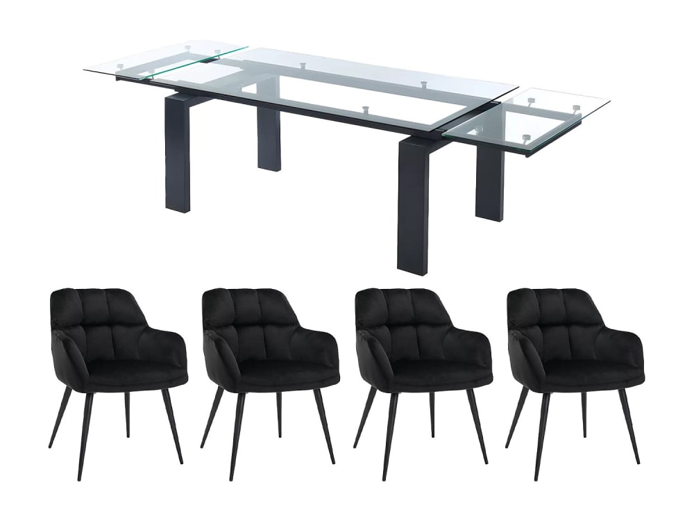 Ensemble table et chaises verre trempé transparent Ensemble table et chaises verre trempé transparent