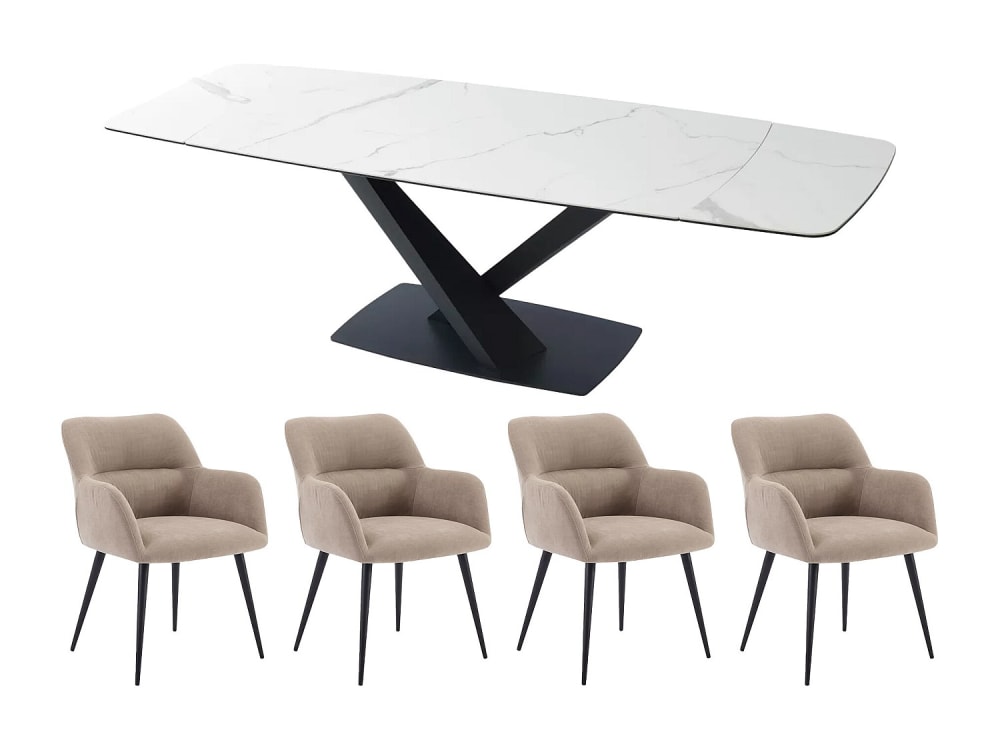 Ensemble table et chaises verre trempé blanc Ensemble table et chaises verre trempé blanc