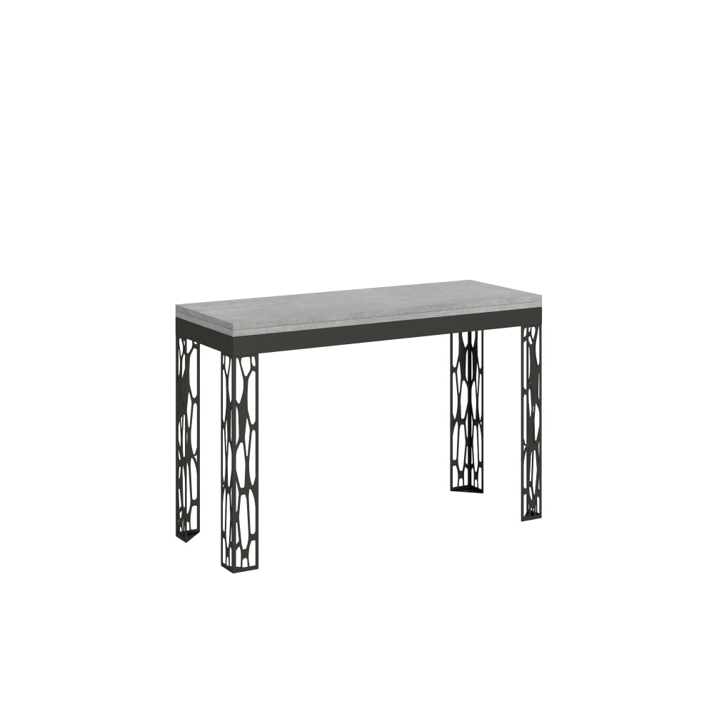 Table extensible portefeuille effet béton gris 120x45/90 cm