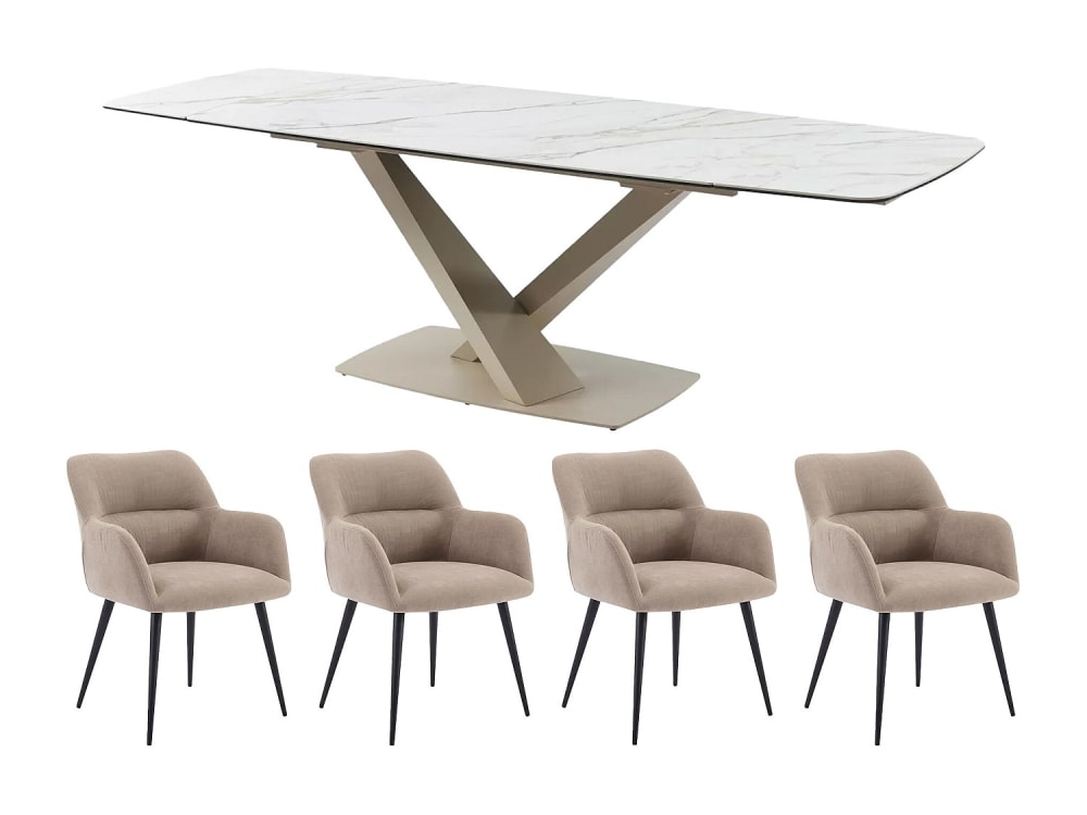 Ensemble table et chaises verre trempé blanc Ensemble table et chaises verre trempé blanc