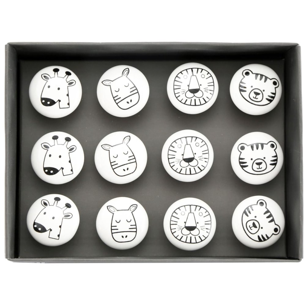 Boutons de meubles pour enfants animaux (lot de 12)