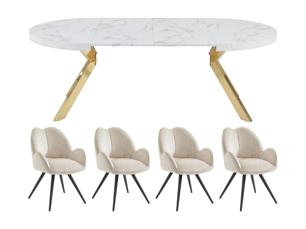 Ensemble table et chaises mdf blanc