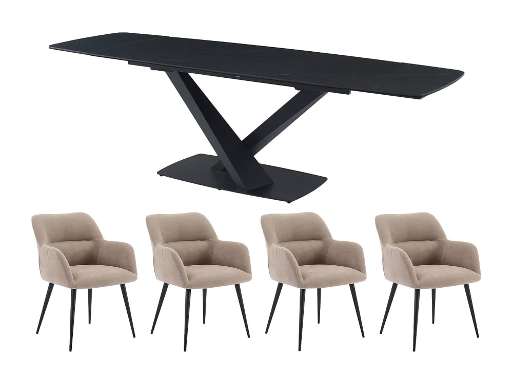 Ensemble table et chaises verre trempé noir Ensemble table et chaises verre trempé noir