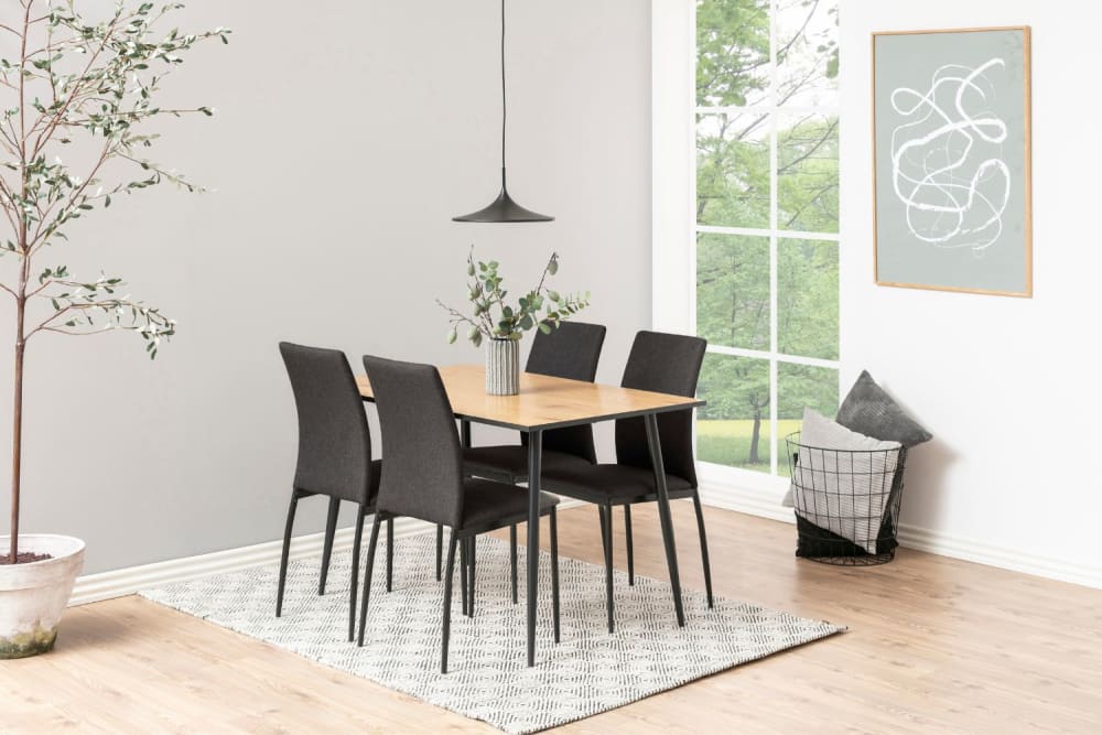 Concept Usine Esstisch für 4 Personen aus Holz und Schwarz 120cm style industrial Braun Spanplatte
