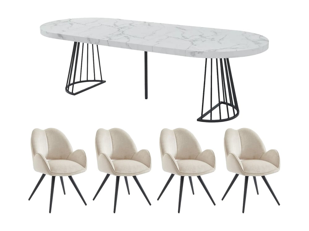 Ensemble table et chaises mdf blanc Ensemble table et chaises mdf blanc