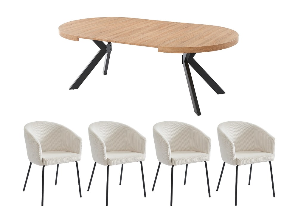 Ensemble table et chaises mdf naturel clair Ensemble table et chaises mdf naturel clair