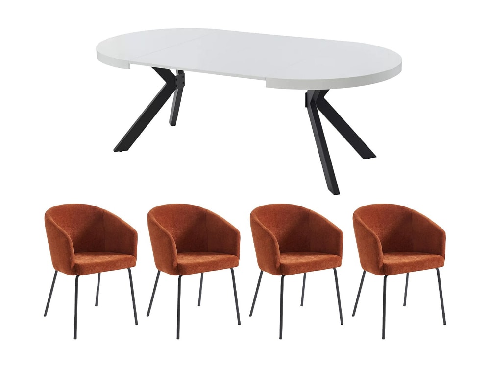 Ensemble table et chaises mdf blanc Ensemble table et chaises mdf blanc