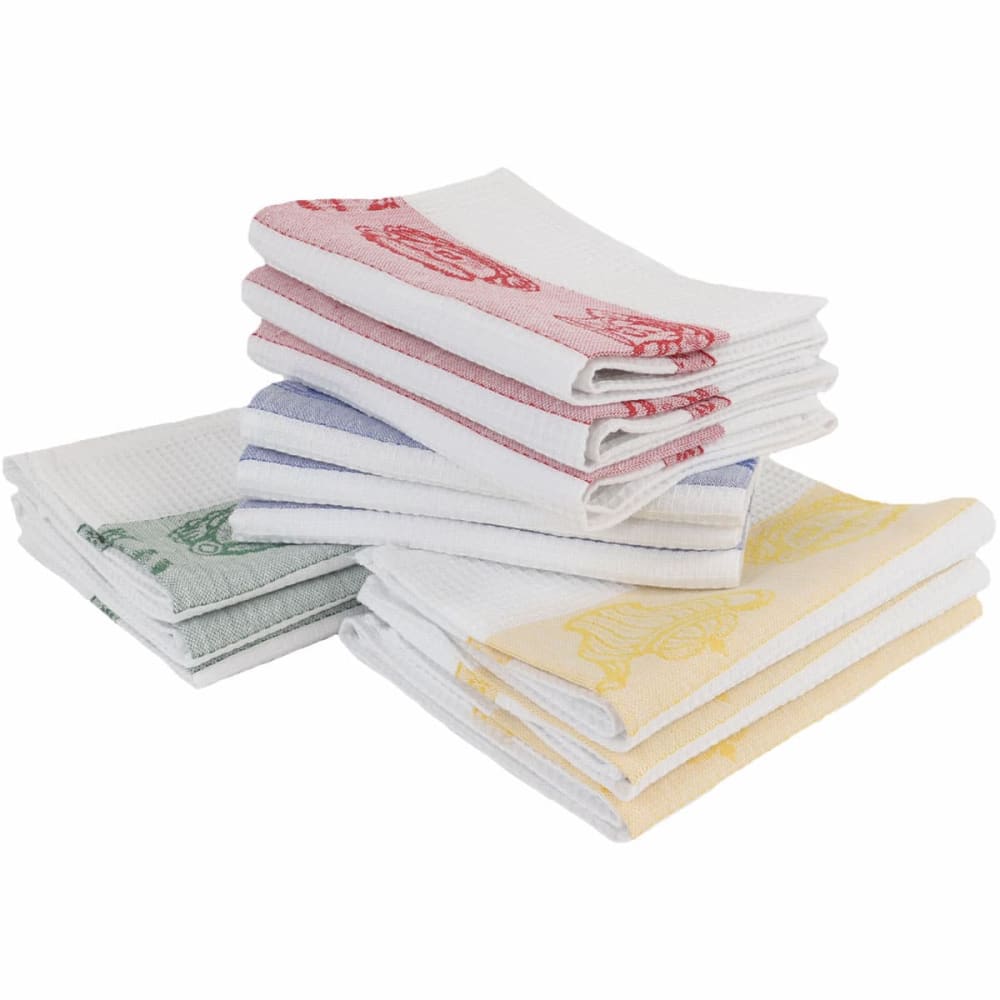 Lot de 12 torchons coton nid d'abeille  jacquard rebecca