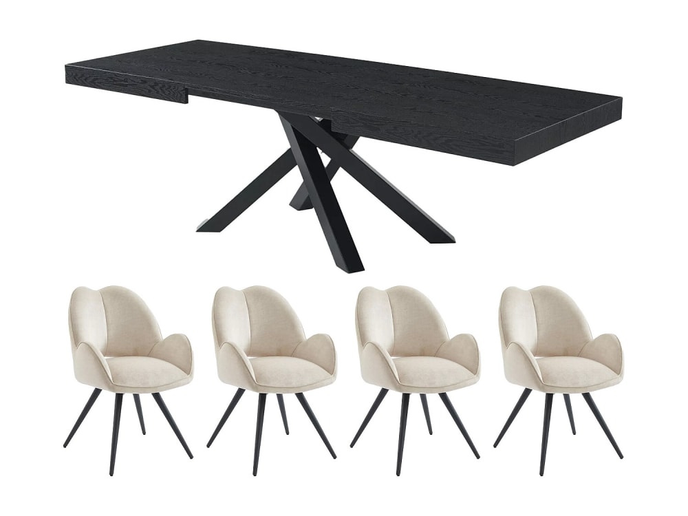 Ensemble table et chaises mdf noir Ensemble table et chaises mdf noir