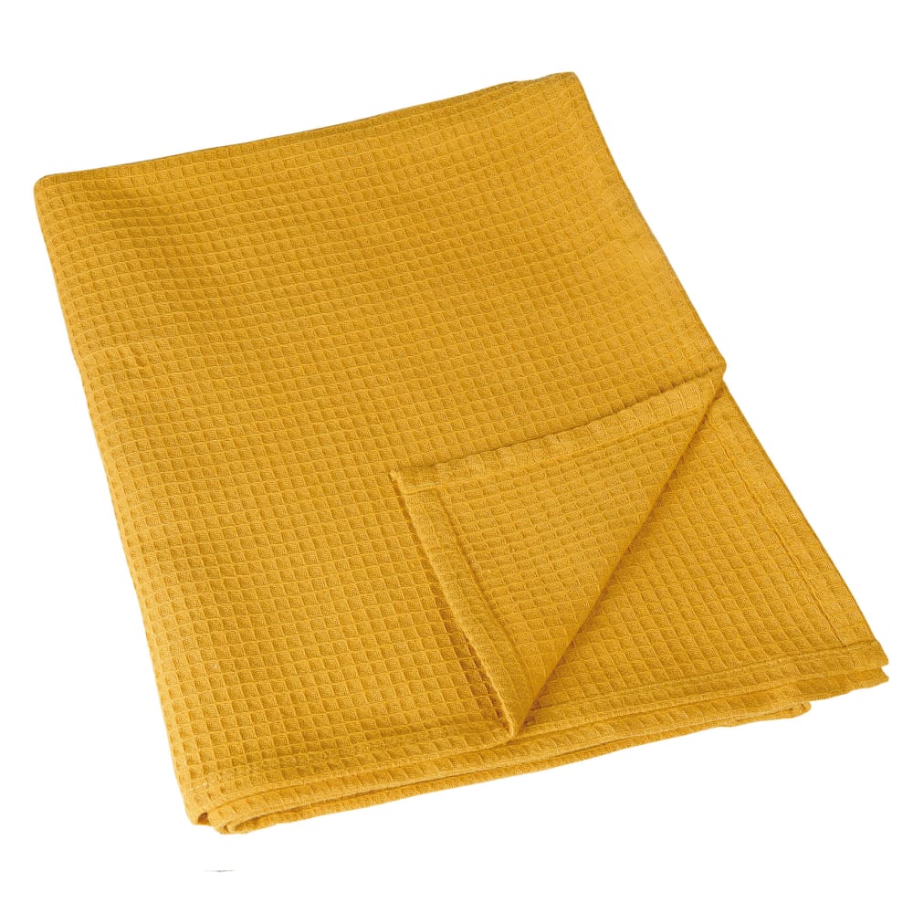 Plaid en nid d'abeille coton jaune 125x180 cm Plaid en nid d'abeille coton jaune 125x180 cm