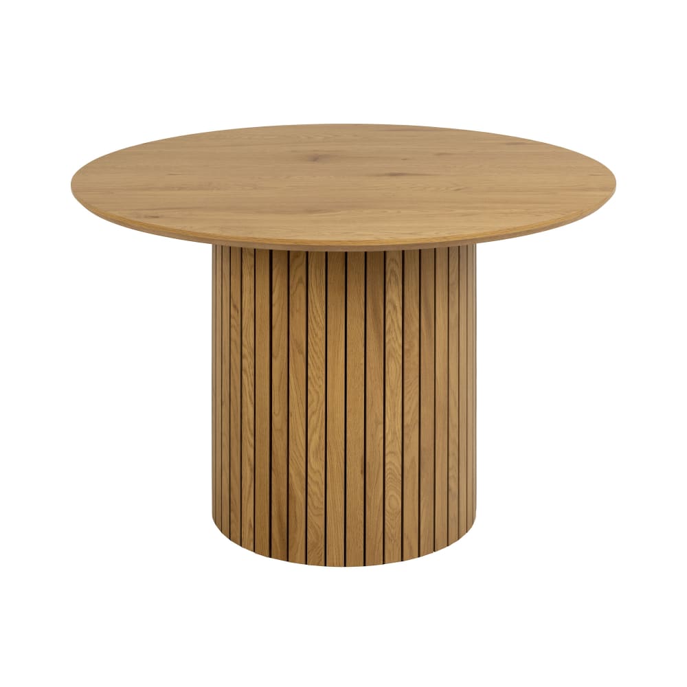 Table à manger ronde 120x120x75 cm décor chêne naturel