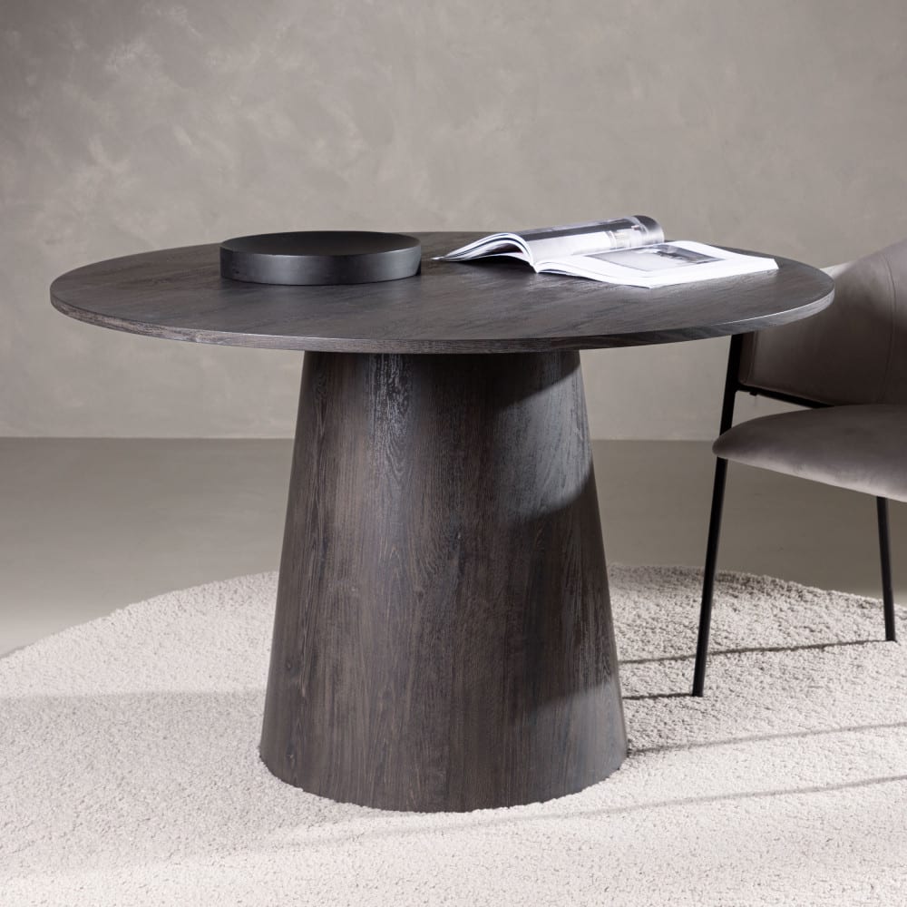 Table à manger 4 personnes ronde en bois - Bois foncé