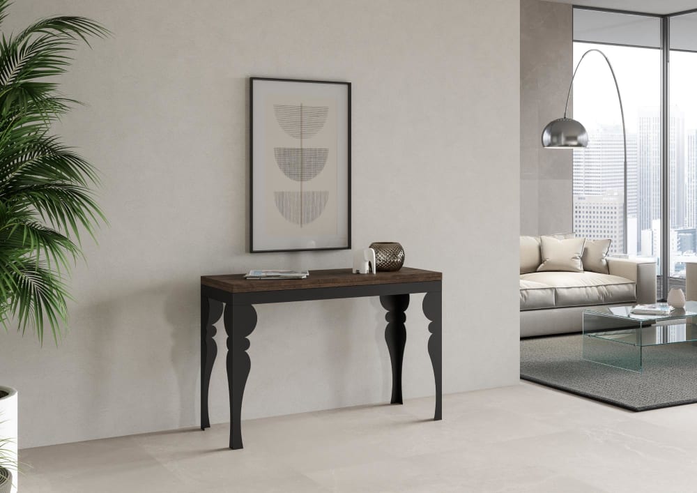 Klapptisch 120x45/90 cm in Holzoptik Nussbaumbraun, Eisen -