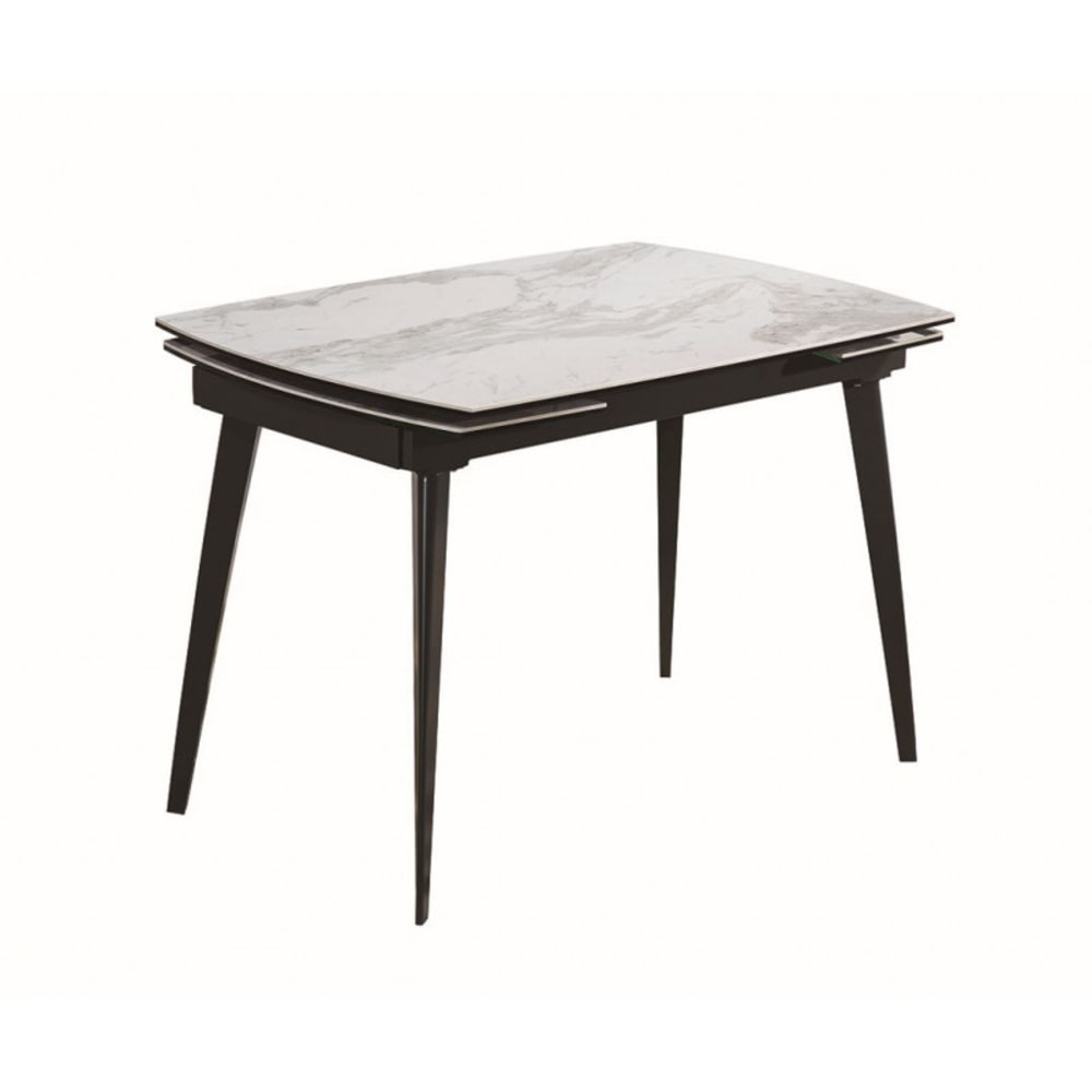 Table extensible 120 à 179 cm céramique blanc marbré