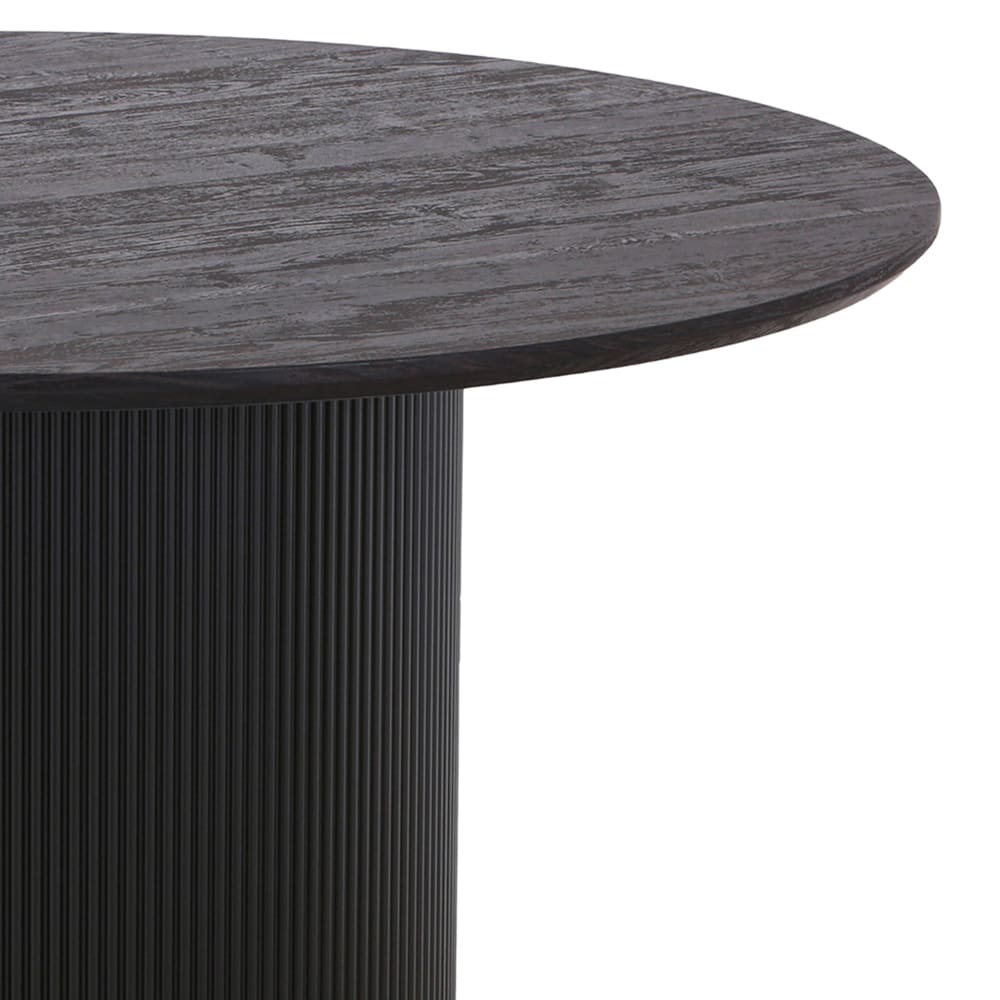 Table à manger ronde 120x120x75 cm en bois et décor marron foncé