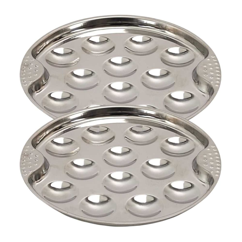 Set de 2 assiettes à escargots en acier inoxydable argenté (12 escarg Set de 2 assiettes à escargots en acier inoxydable argenté (12 escarg