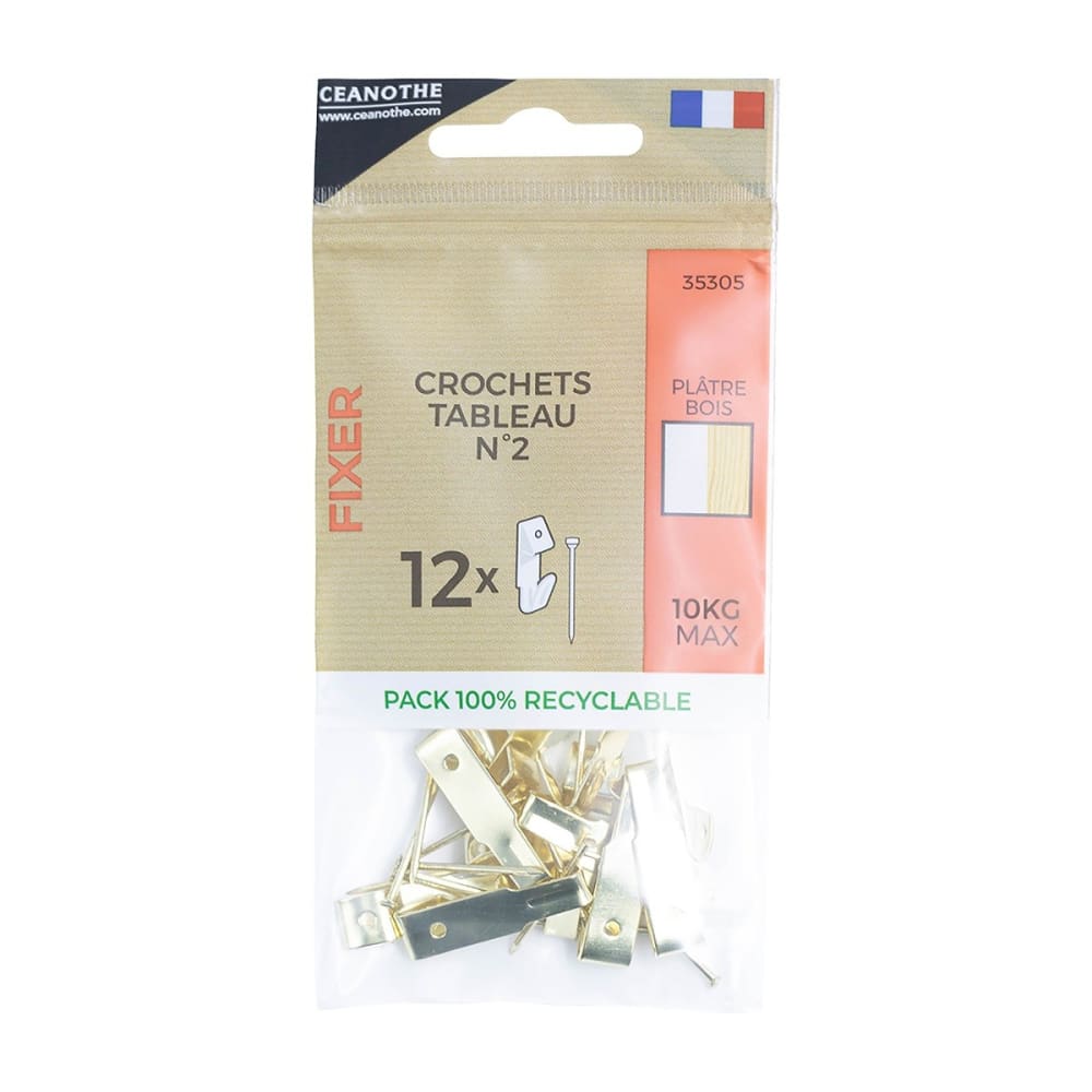 Lot de 12 crochets à tableau n°2 pour 10 kg métal — vue 3
