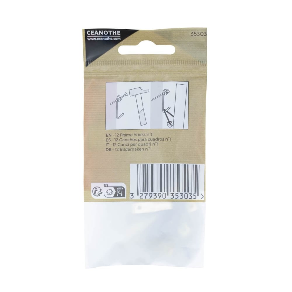 Lot de 12 crochets à tableau n°1 pour 5 kg métal — vue 4