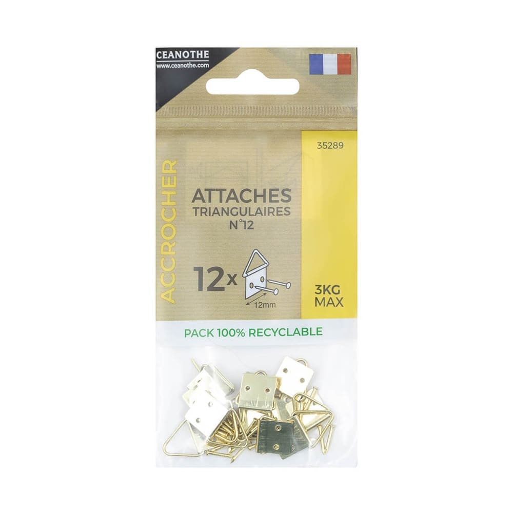 Lot de 12 attaches triangulaires 12 mm pour 3 kg métal — vue 3