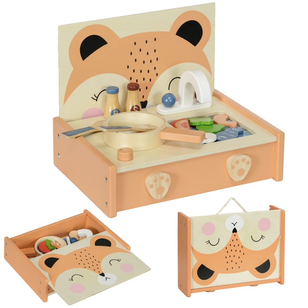 Cuisine enfant 12 accessoires bois motif renard Cuisine enfant 12 accessoires bois motif renard