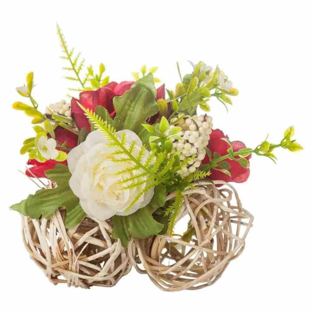 Pot de fleurs séchées multicolore 12x12x10h cm