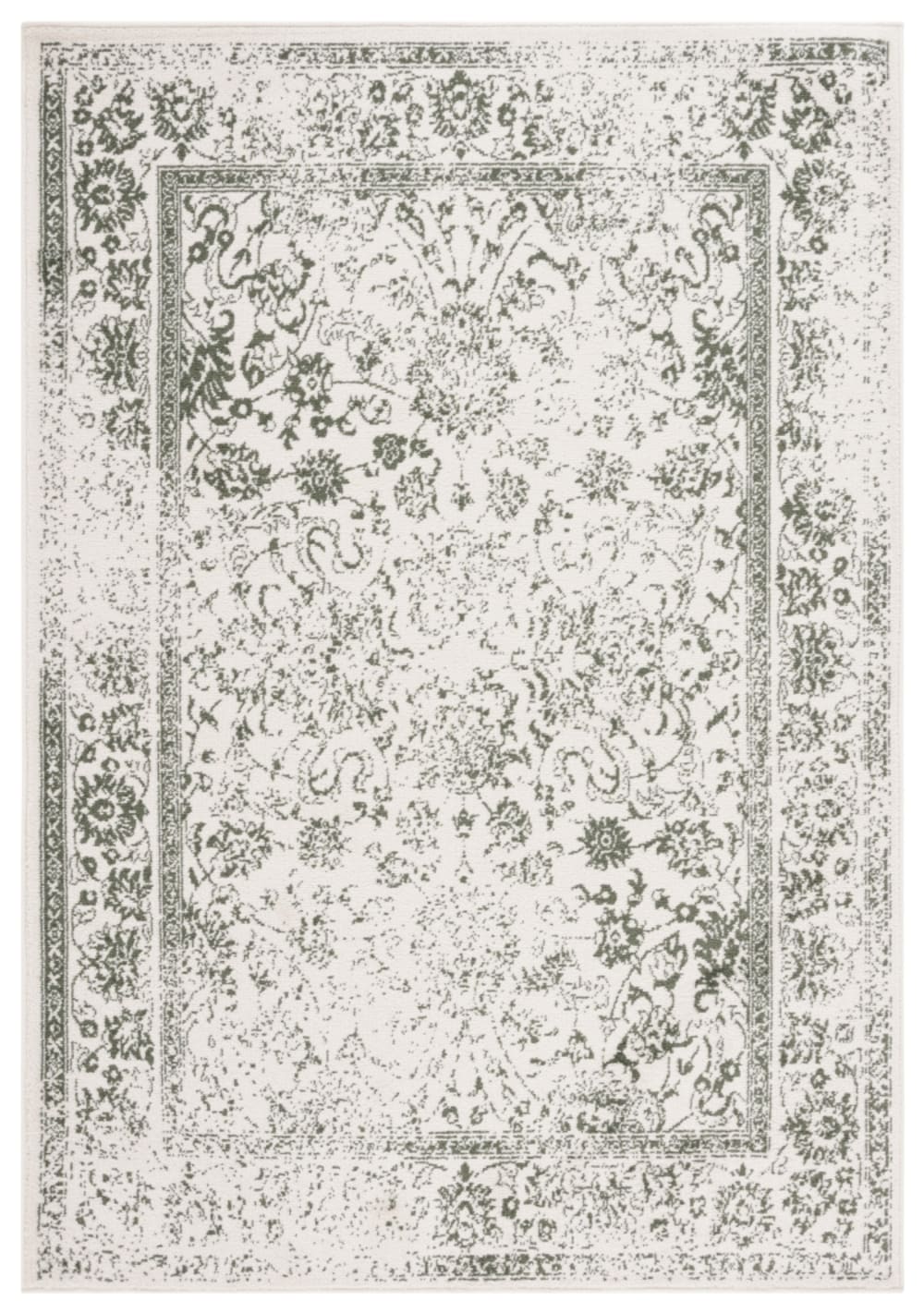 Tapis de transition en polypropylène blanc/vert, 122 x 183 cm