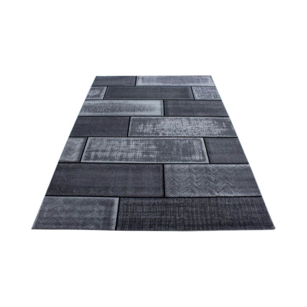 Tapis géométrique design en polypropylène noir 120x170