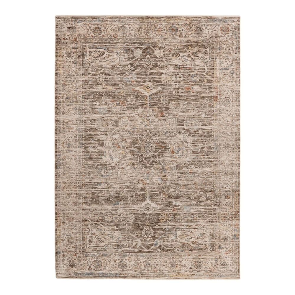 Tapis rayé vintage en polyester café 120x170