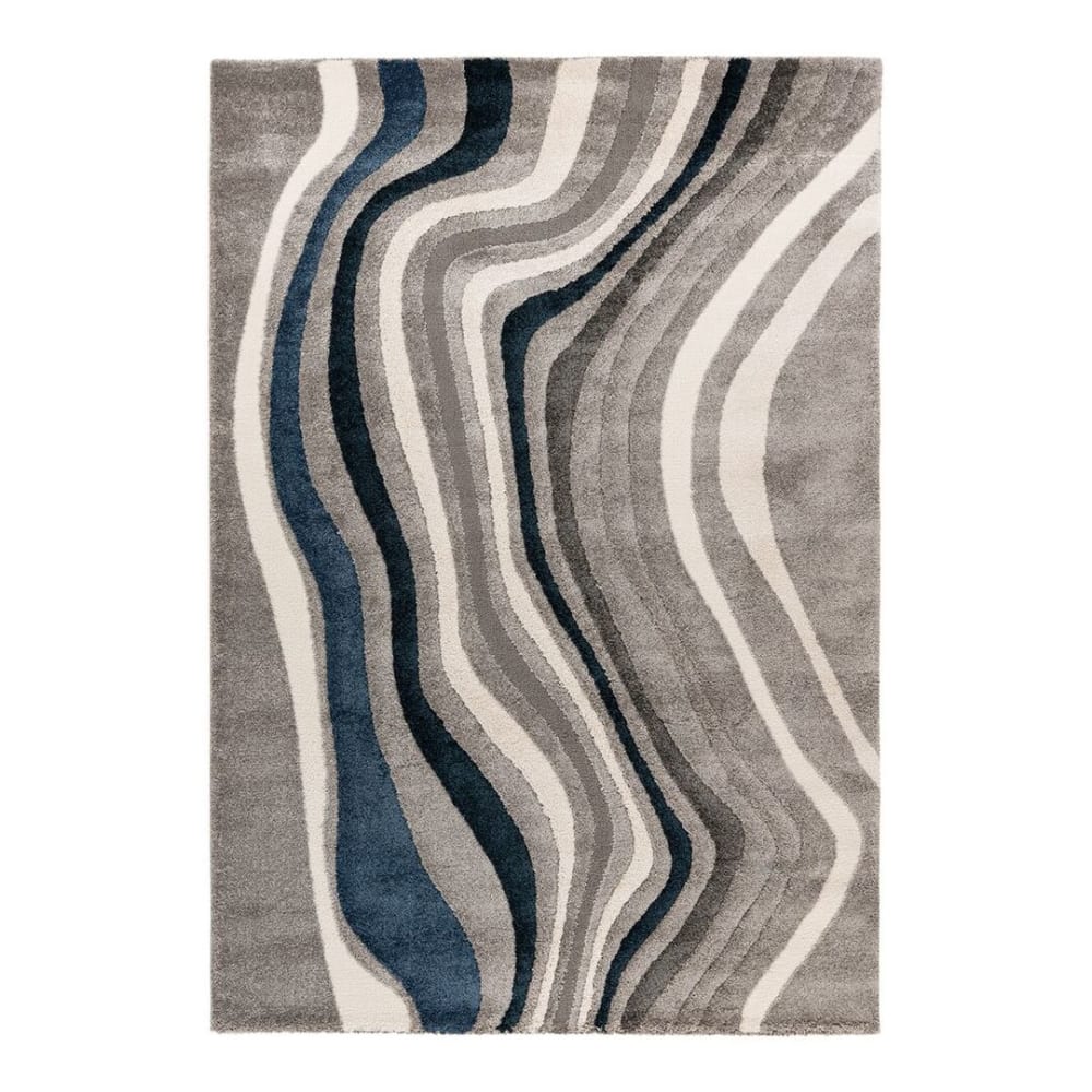 Tapis courbe design en polypropylène bleu 120x170