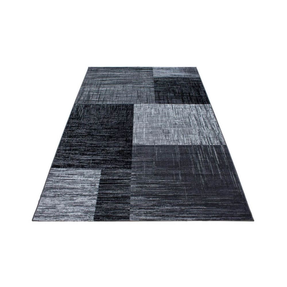 Tapis rayé contemporaine en polypropylène noir 120x170