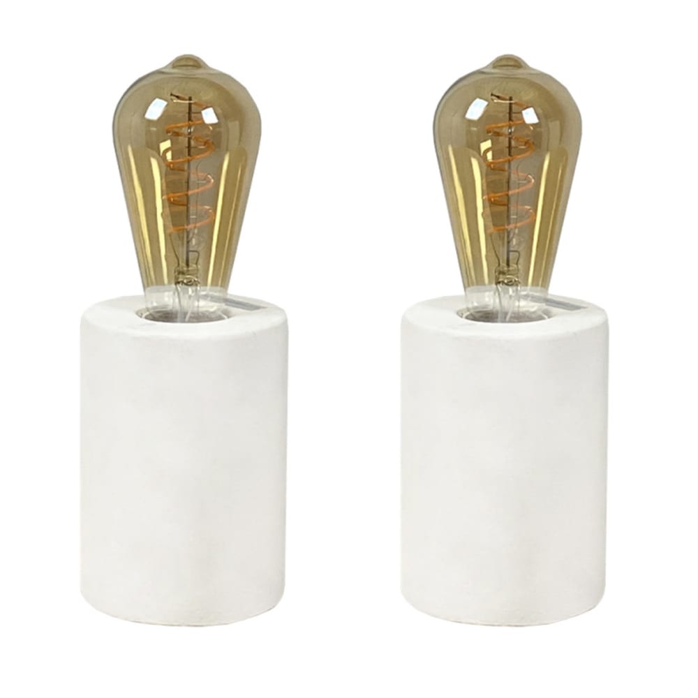 Lot de 2 lampes de chevet en béton blanc h. 12 cm