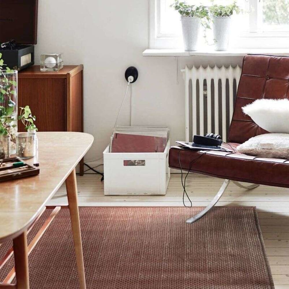 Tapis tissé plat en cuir chocolat 120x170 — vue 3