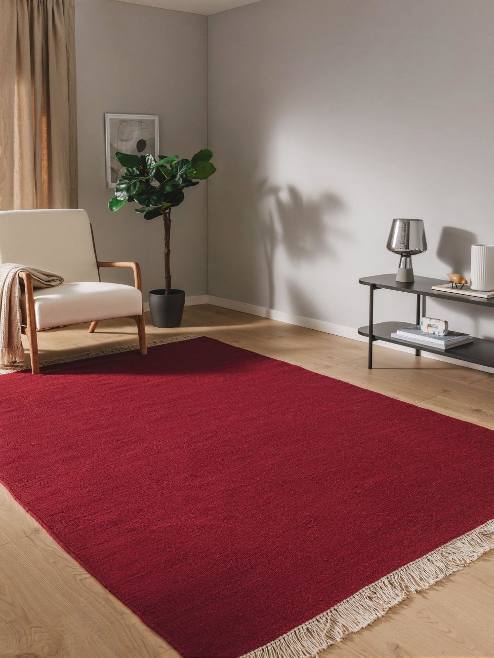 Tapis de laine rouge foncé 120x170 — vue 3