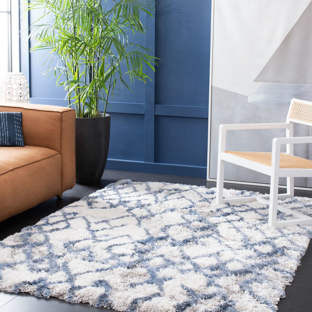 Tapis en polypropylène blanc/bleu, 122 x 183 cm — vue 3
