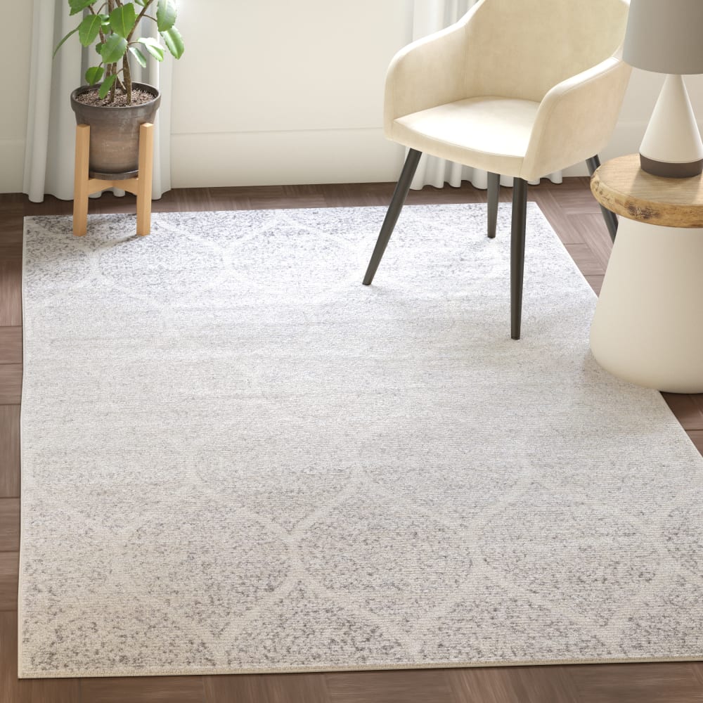 Tapis contemporain en polypropylène blanc/argent, 122 x 183 cm — vue 3