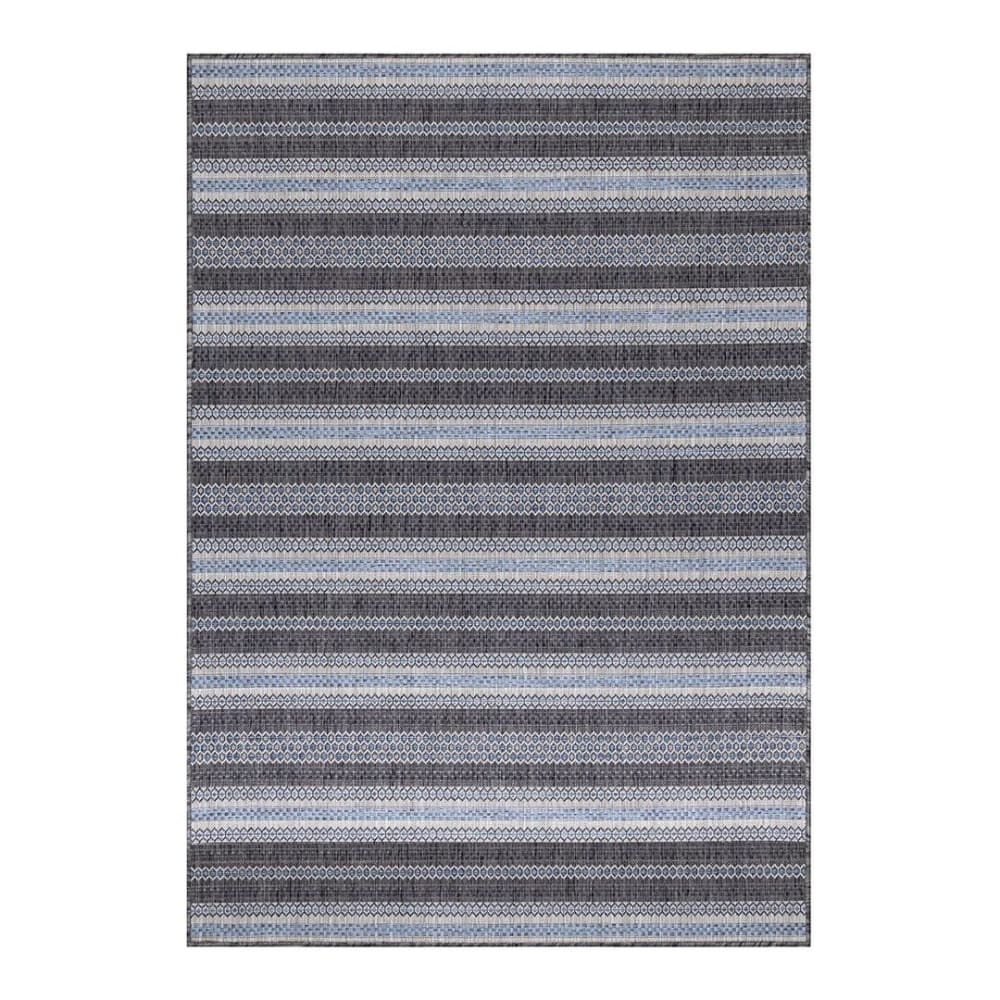Tapis rayé design en polypropylène noir 120x170