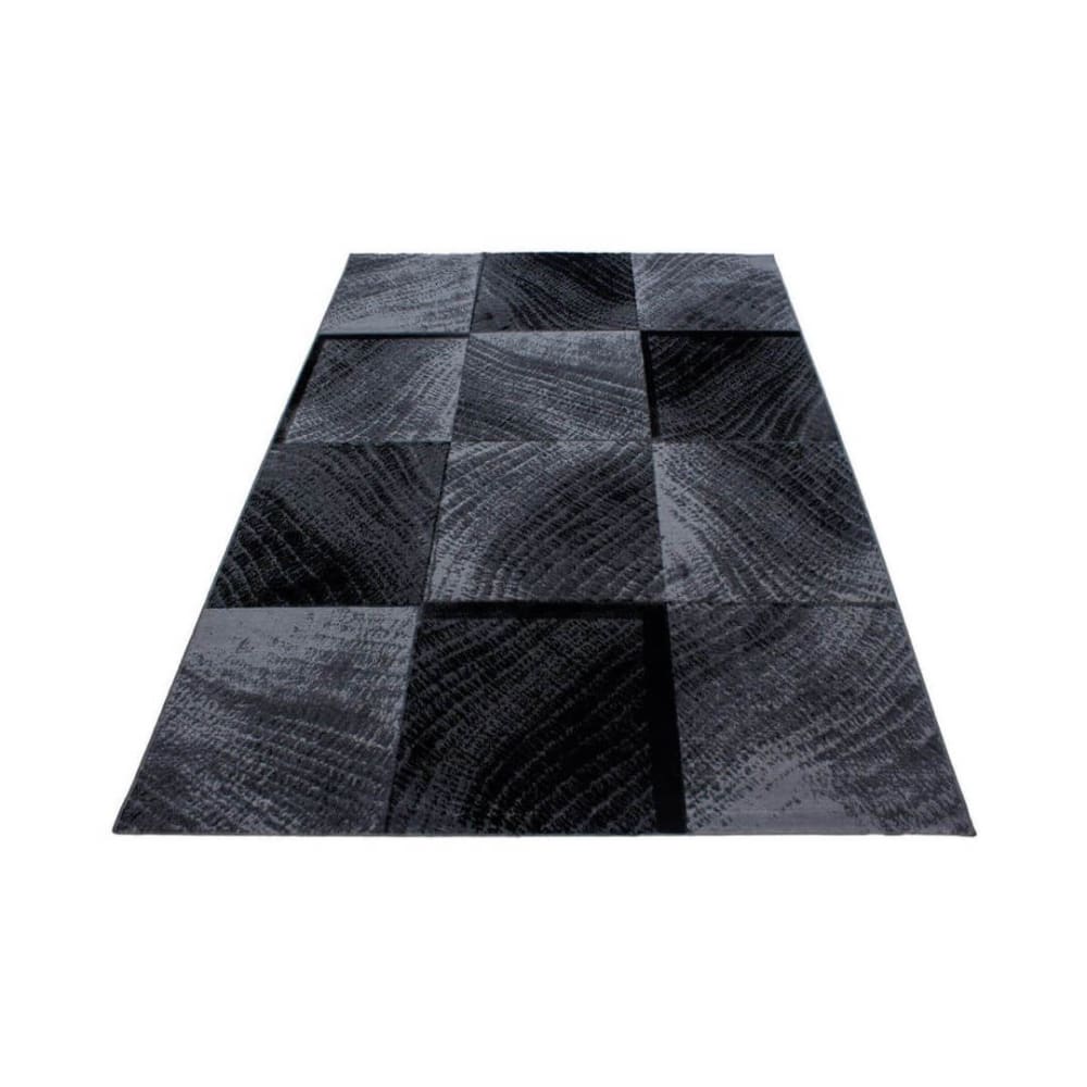 Tapis géométrique design en polypropylène noir 120x170