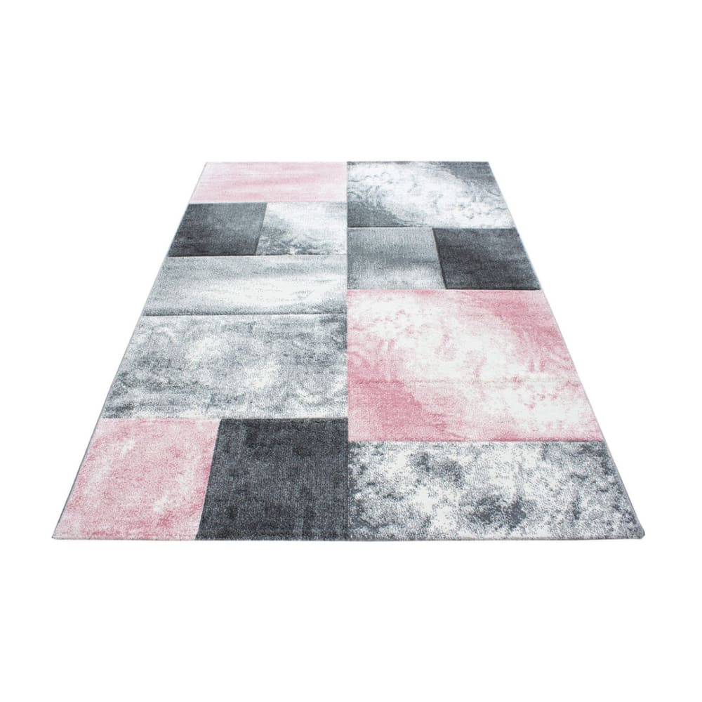 Tapis géométrique design en polypropylène rose 120x170