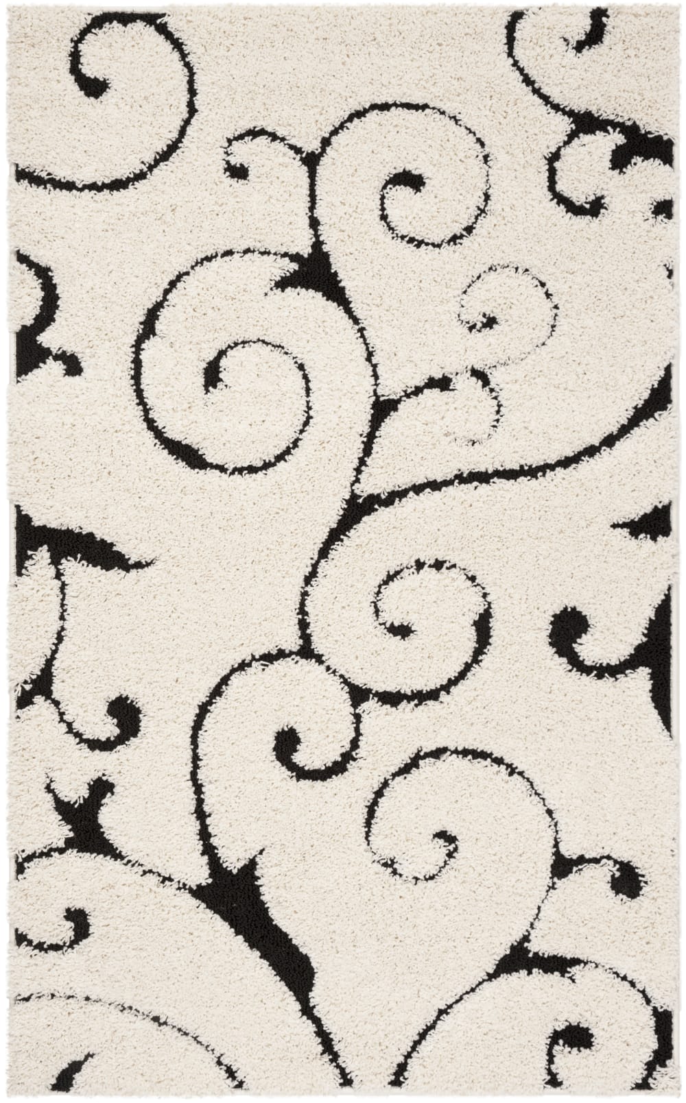 Tapis en polypropylène blanc/noir, 122 x 183 cm