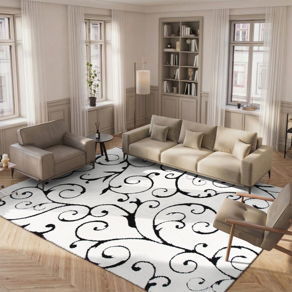 Tapis en polypropylène blanc/noir, 122 x 183 cm — vue 3