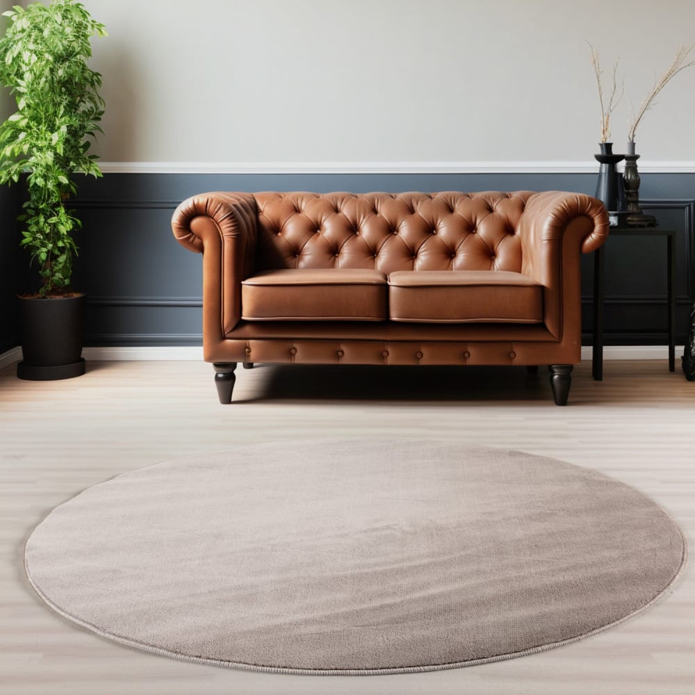 Tapis lavable rond en microfibre douce - beige 120x120cm — vue 3