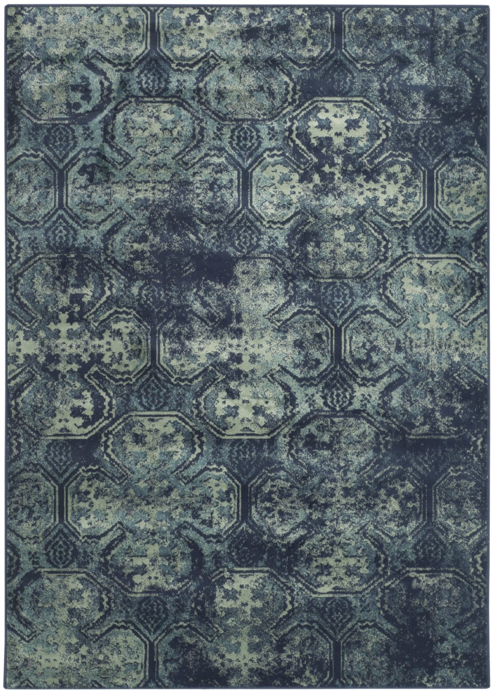 Tapis traditionnel en viscose bleu, 122 x 170 cm