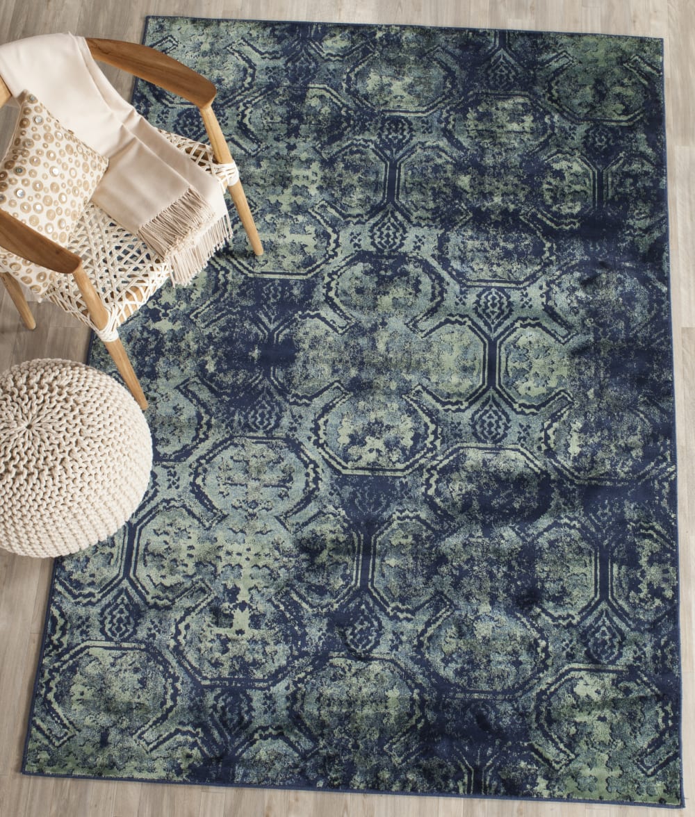 Tapis traditionnel en viscose bleu, 122 x 170 cm — vue 3