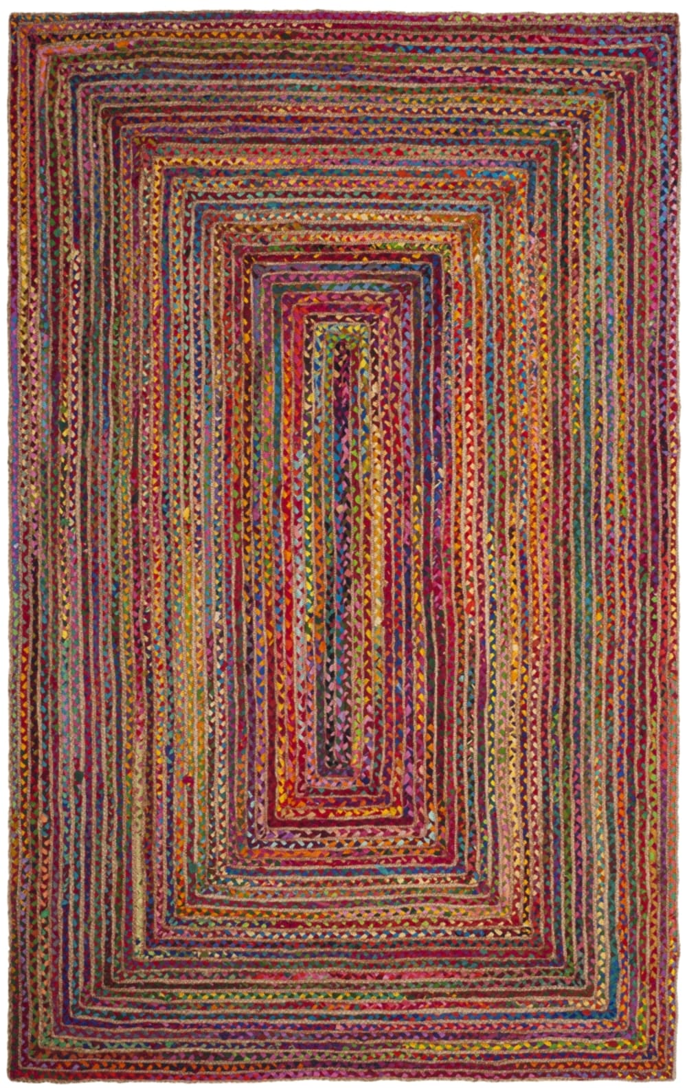 Tapis jute/coton rouge/multicolore
