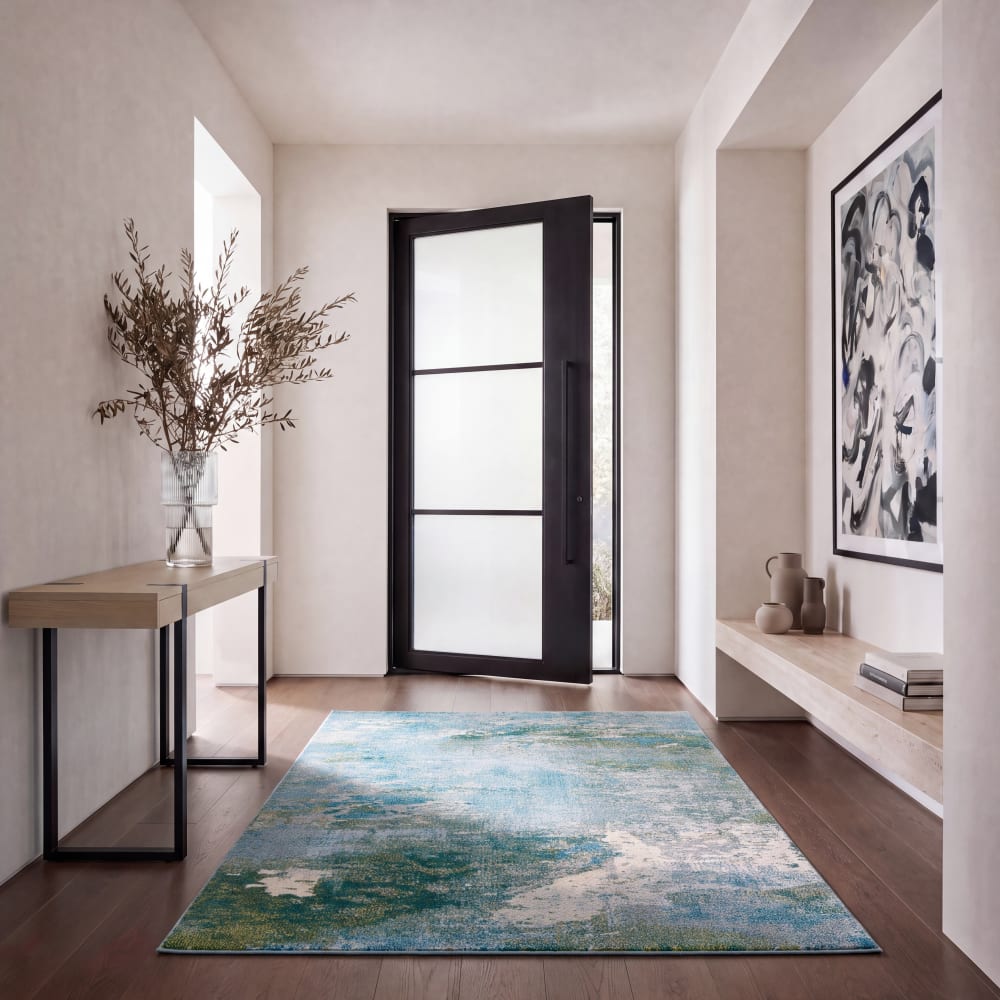 Contemporary Polypropylen-Teppich in Blau/Grün, 122 x 183 cm -