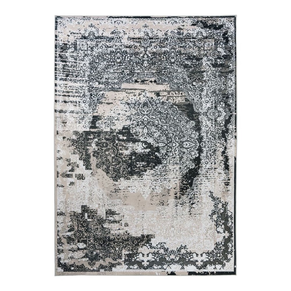 Tapis rayé vintage en polyester beige 120x170