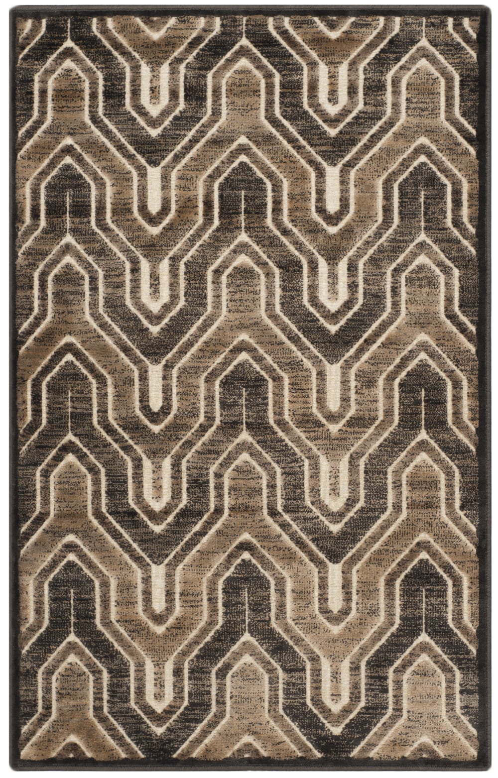 Tapis de transition en viscose gris/beige, 79 x 122 cm