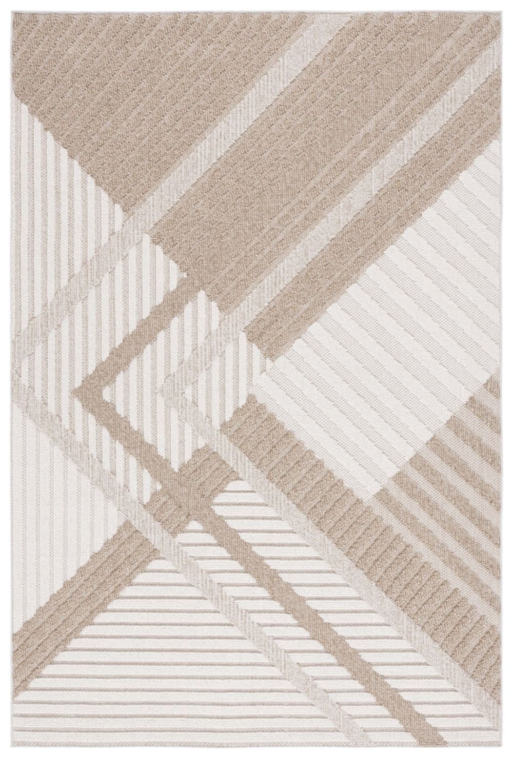 Tapis géométrique en polypropylène beige, 122 x 183 cm